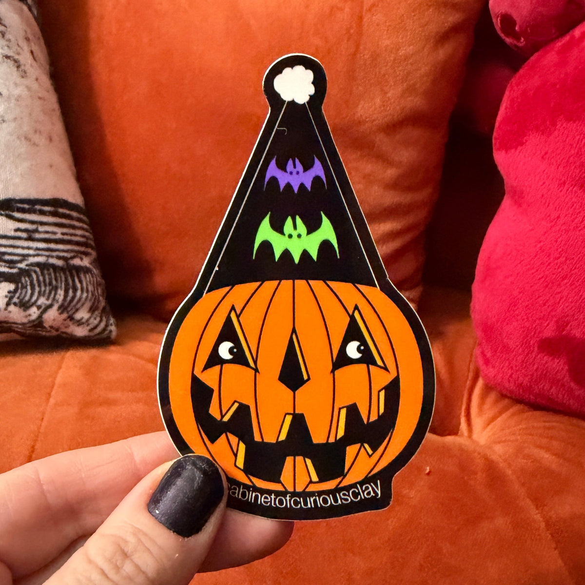Party Pumpkin Bat Hat Sticker