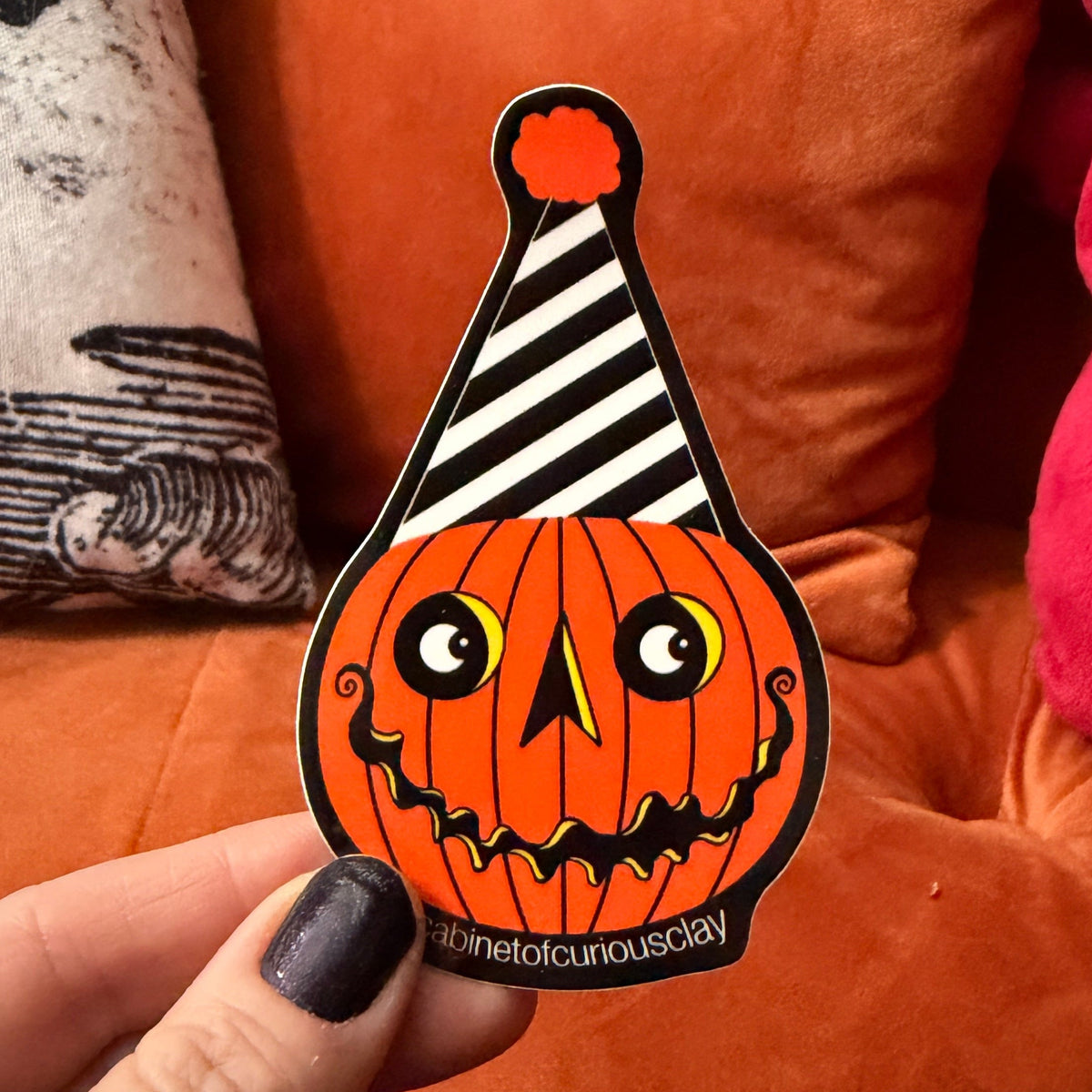 Party Pumpkin Striped Hat Sticker