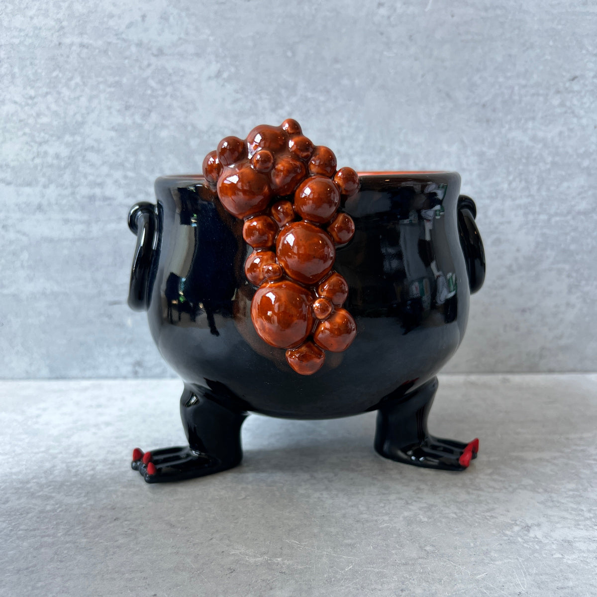 Cauldron Bowl Navy with Red Bubbles and Toes