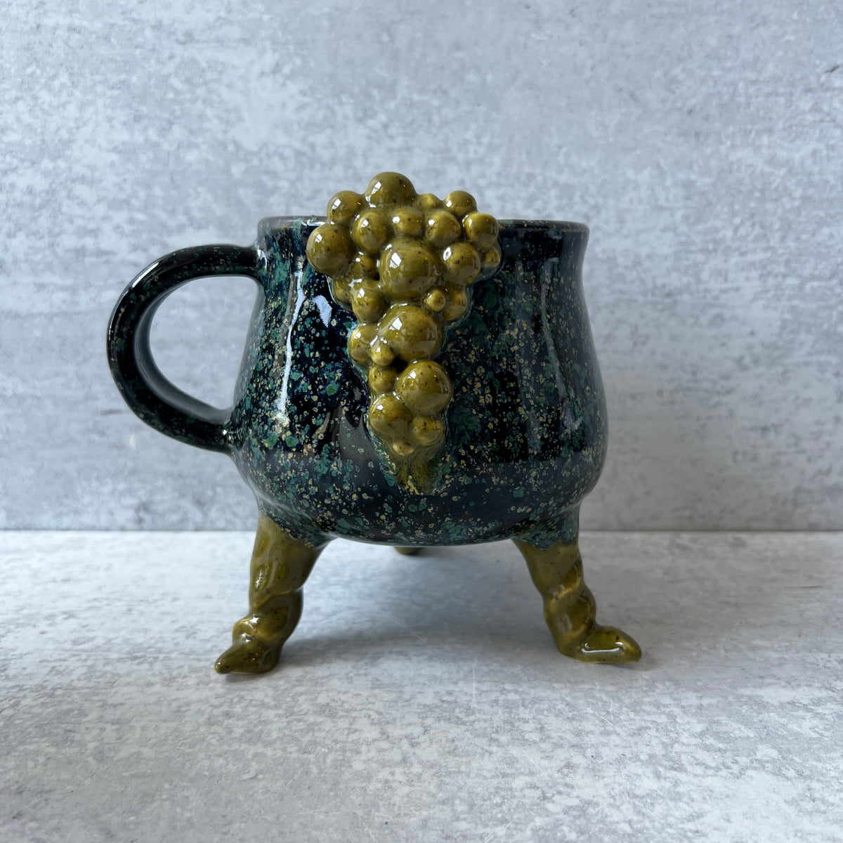 Cauldron Mug Speckled with Twisty Legs