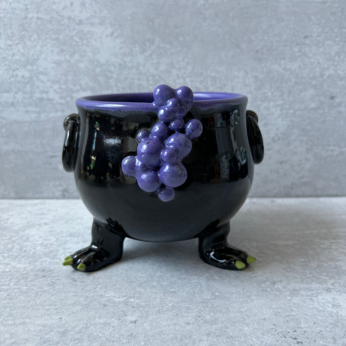 Cauldron Bowl with Purple Bubbles and Lime Toes