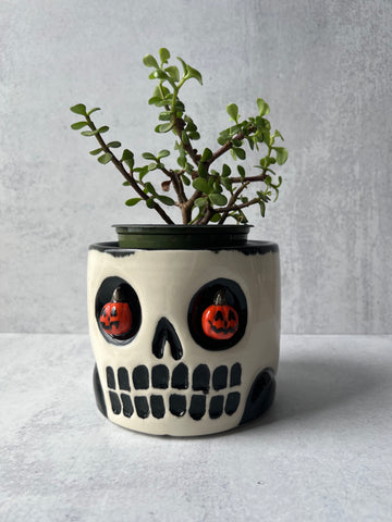 Skull Jack o'lantern Eyes Planter