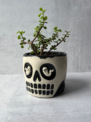 Skull Ghost Eyes Planter Larger