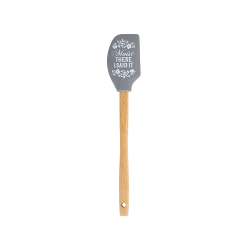 Moist There I Said It Gray Spatula: Grey / 30% Silicone; 70% Wood