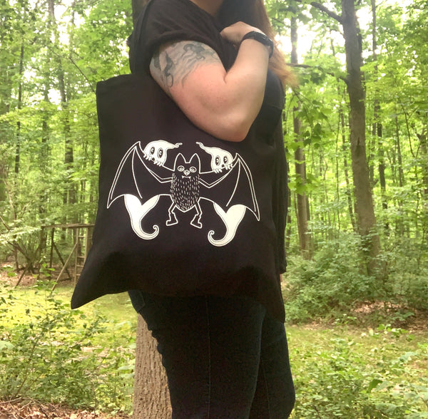 Bat and Peeking Ghosts Tote Bag