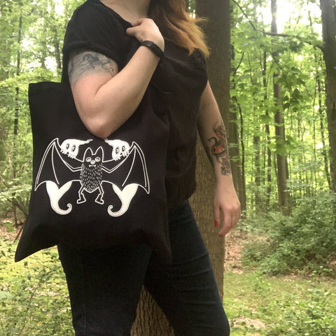 Bat and Peeking Ghosts Tote Bag