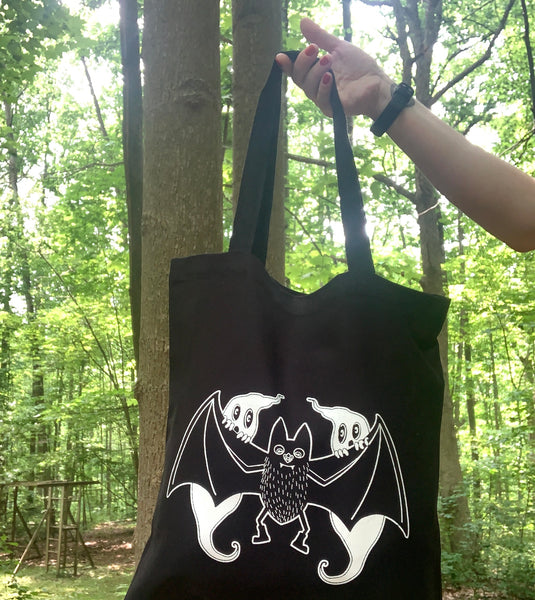Bat and Peeking Ghosts Tote Bag