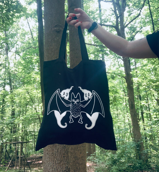 Bat and Peeking Ghosts Tote Bag